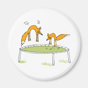 Rävar på trampolinen magnet
