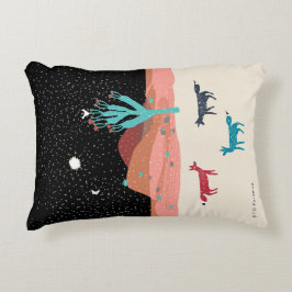 Rävar under månen i snö kudder prydnadskudde