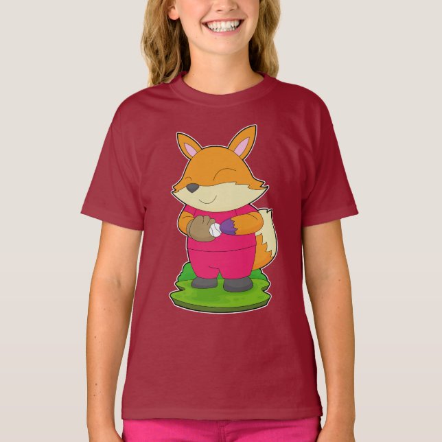 Rävbaseboll basebollhandske t shirt (Framsida)