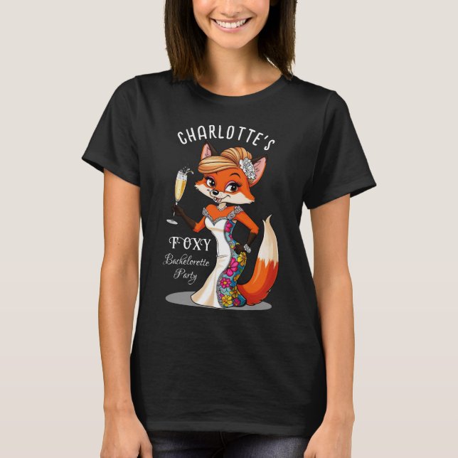 Rävbrud att bli | Foxy Sängkammarparty Svart T Shirt (Framsida)