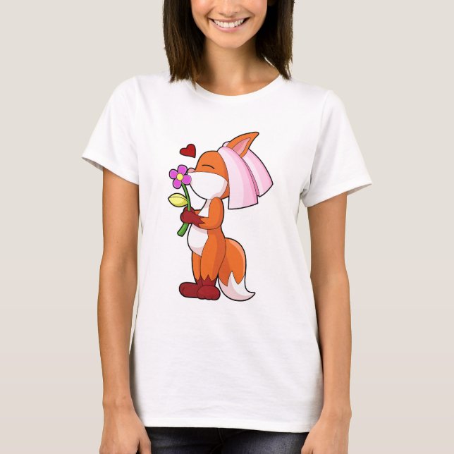 Rävbrud Blomsterbröllop T Shirt (Framsida)