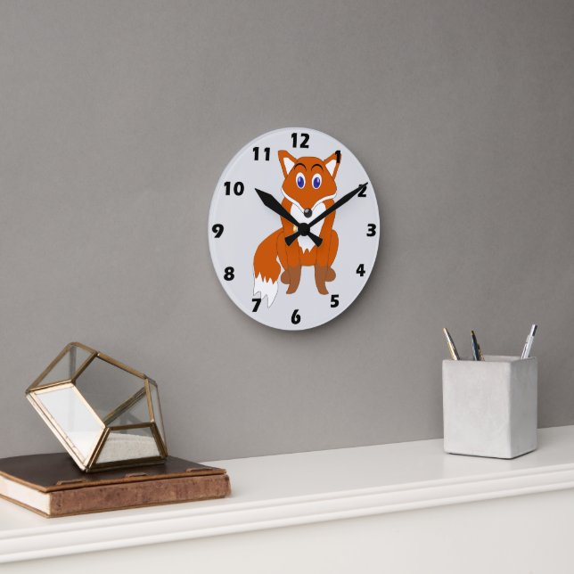 Rävdesign Rund Klocka (Kontor)