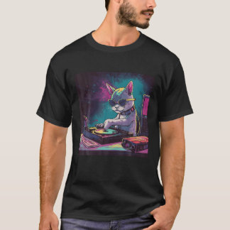 Rave Cat EDM Kitten DJ Cat Tech House Music Headph T Shirt