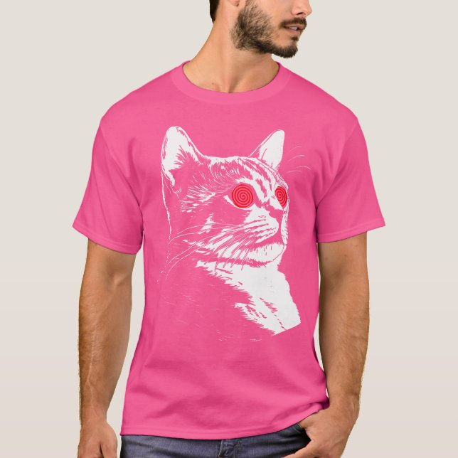 Rave Cat Festival Edm Trippy Illusion Kitty Psyke T Shirt (Framsida)