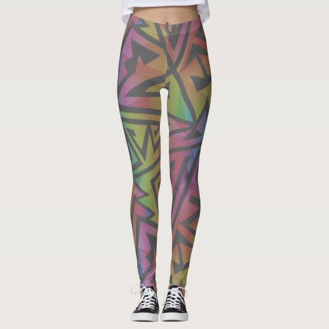 Rave EDM Rainbow Grått Leggings (Framsida)