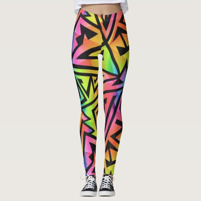 Rave EDM Rainbow Leggings (Framsida)