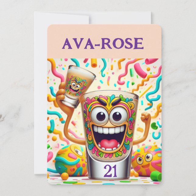 Rave-fest Shotglas – livlig kul Inbjudningar (Framsida)