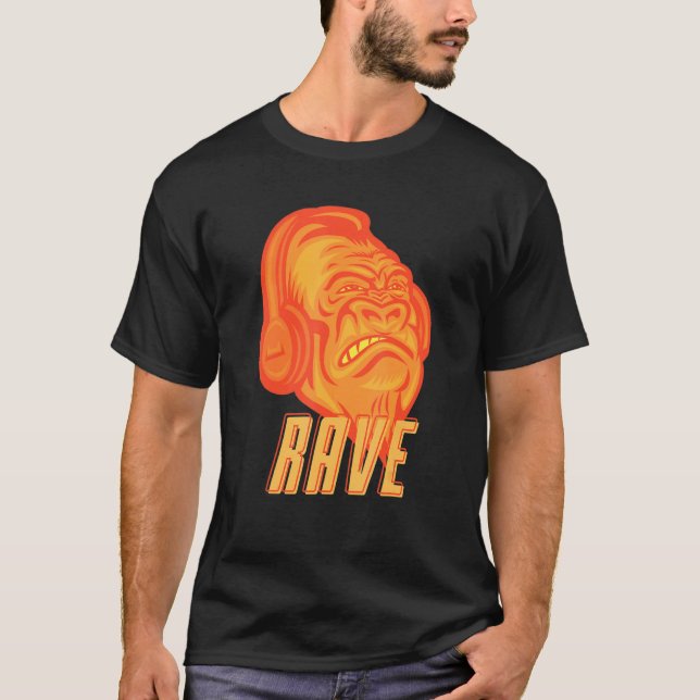 Rave Gorilla Edm Music Festival Rave Dubstep T Shirt (Framsida)