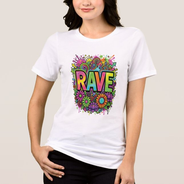 RAVE Neonblommor T Shirt (Framsida)