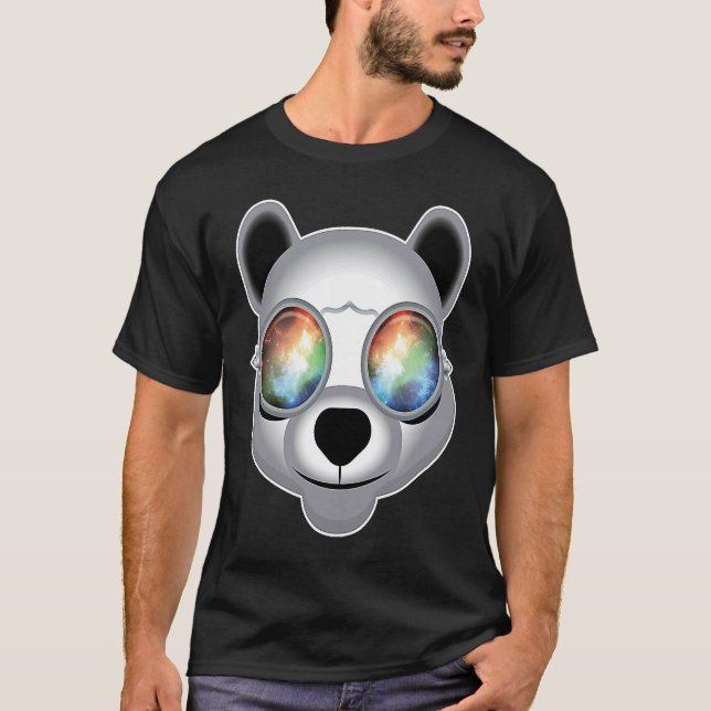 Rave Panda Techno Trippy T Shirt (Framsida)