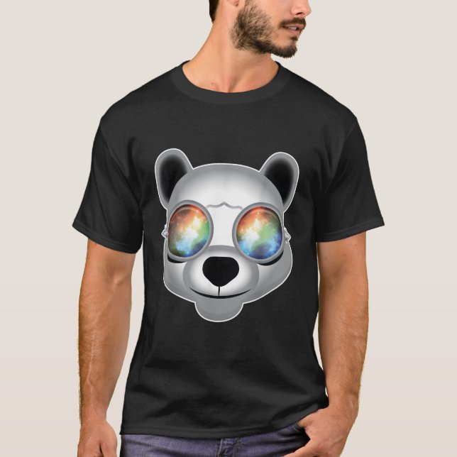Rave Panda Techno Trippy T Shirt (Framsida)
