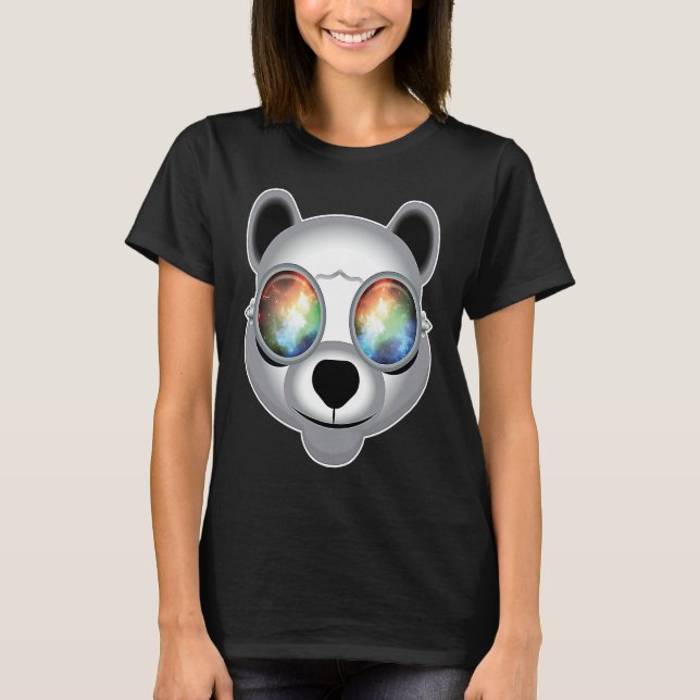 Rave Panda Techno Trippy T Shirt (Framsida)