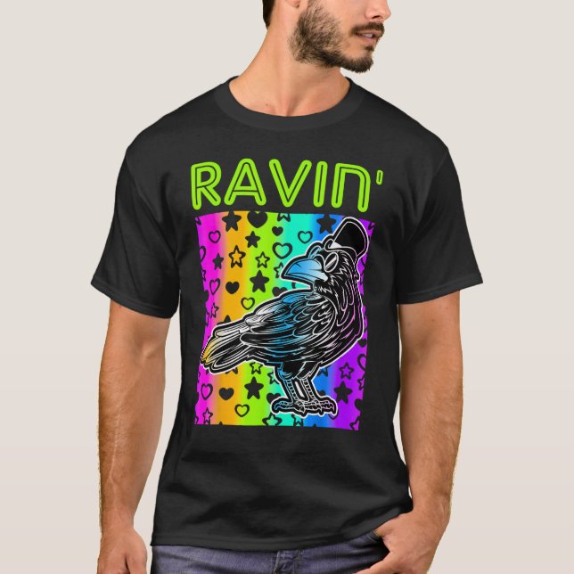 Rave Party färg Bird Ravin Raven T Shirt (Framsida)