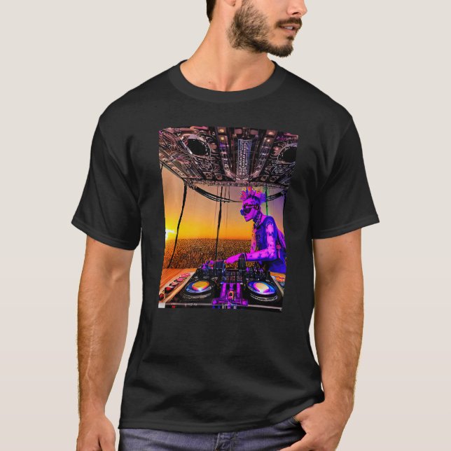 Rave Party Psychedelic EDM Klubb DJ 6 T Shirt (Framsida)