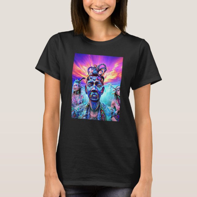 Rave Party Psychedelic EDM Trance Klubb DJ design  T Shirt (Framsida)