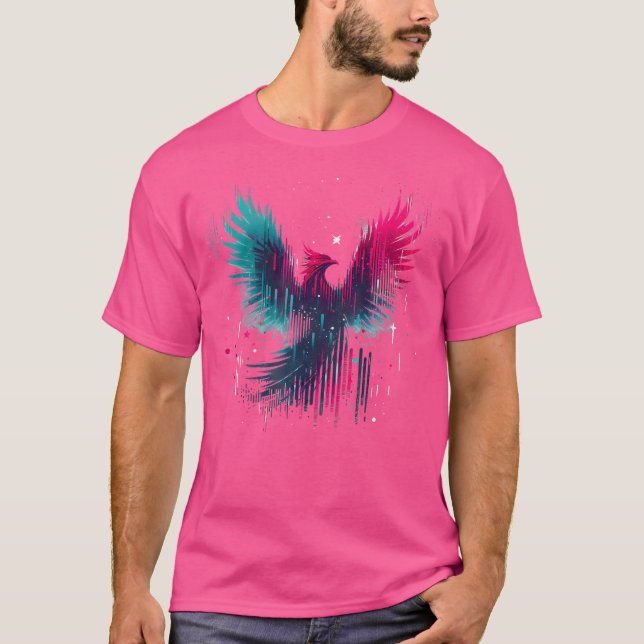 Rave Phoenix Edm Glitch Optisk Illusion Trance Mu T Shirt (Framsida)