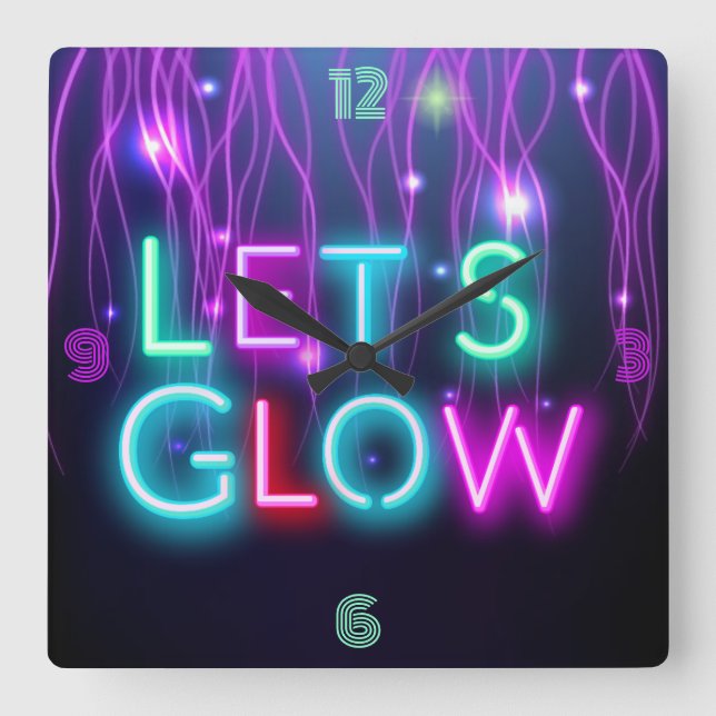 Rave Psychedelic Neon look Glow Party Girls Boys Fyrkantig Klocka (Framsida)