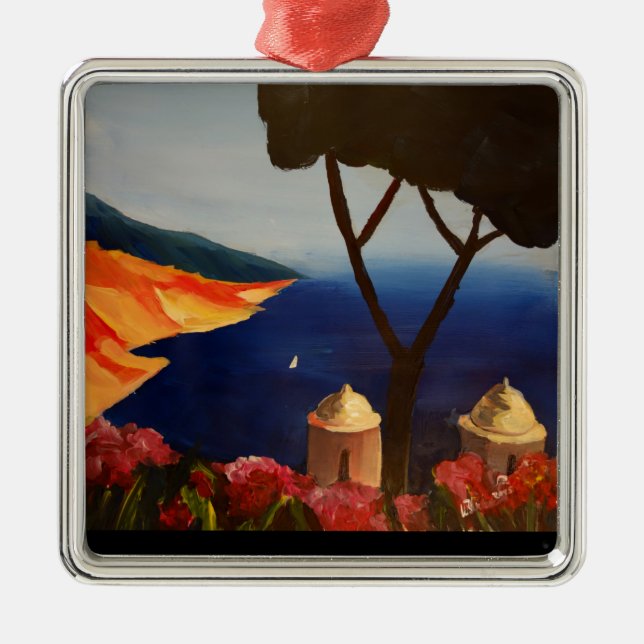 Ravello Salerno Italien View of Amalfi Kusten Julgransprydnad Metall (Framsidan)