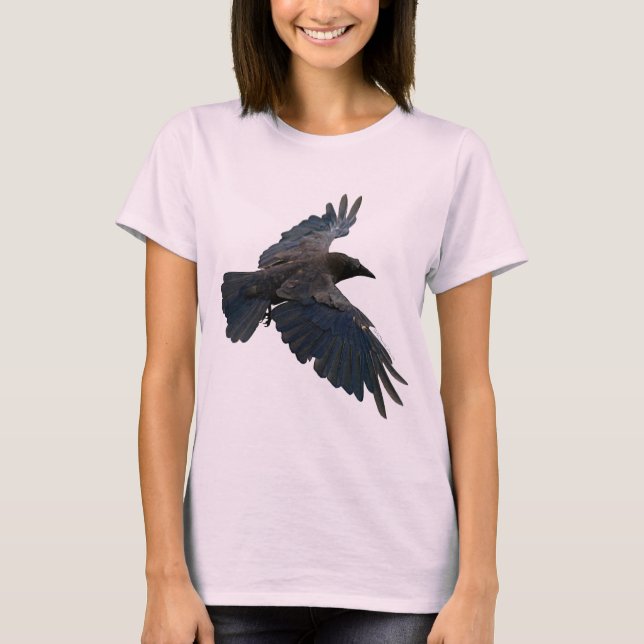 Raven-Älskare Corvid Birdlife Tee Shirt (Framsida)