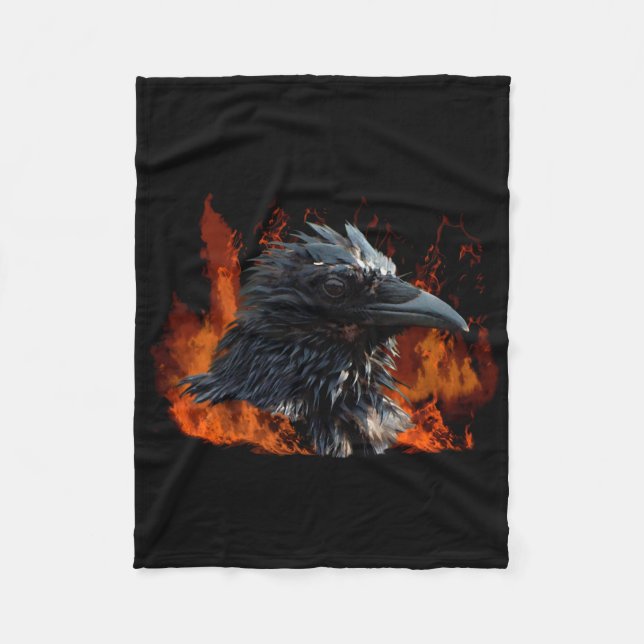 Raven and Flames Fantasidesign Fleecefilt (Framsidan)