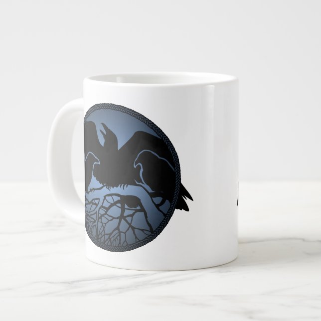 Raven Art Kopp Native Art Raven Coffe Mugg Kopp Jumbo Mugg (Framsida vänster)