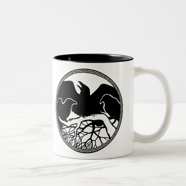 Raven Art Mugg Vild Bird Kråka Kopp Raven Muggar (Höger)