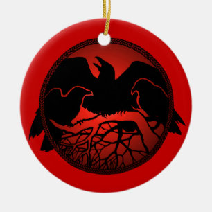 Raven Art Ornament Black Kråka Dekorations Gifts