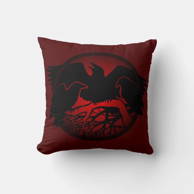 Raven Art Pillow Native Spirit Animal Raven Pillow Kudde (Framsida)