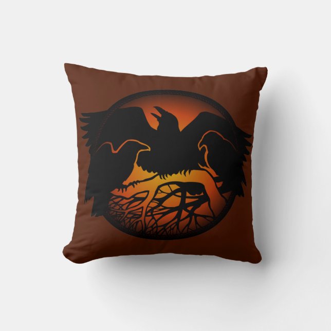 Raven Art Pillow Native Spirit Animal Raven Pillow Kudde (Framsida)