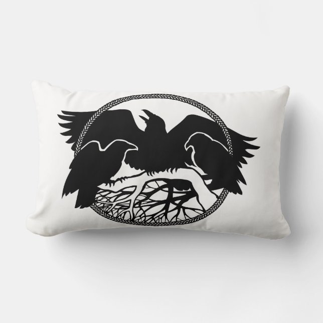 Raven Art Pillow Native Spirit Animal Raven Pillow Lumbarkudde (Framsida)