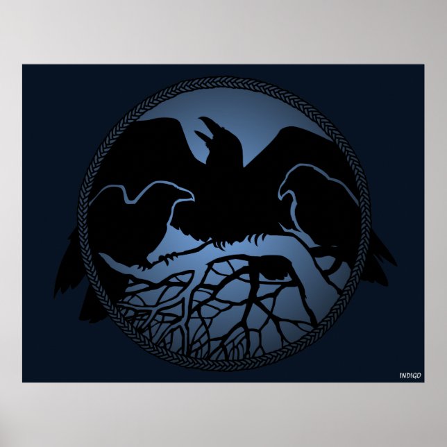 Raven Art Poster Native Wildlife Art Prints Decor (Framsidan)