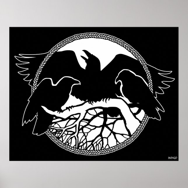 Raven Art Poster Native Wildlife Art Prints Decor (Framsidan)