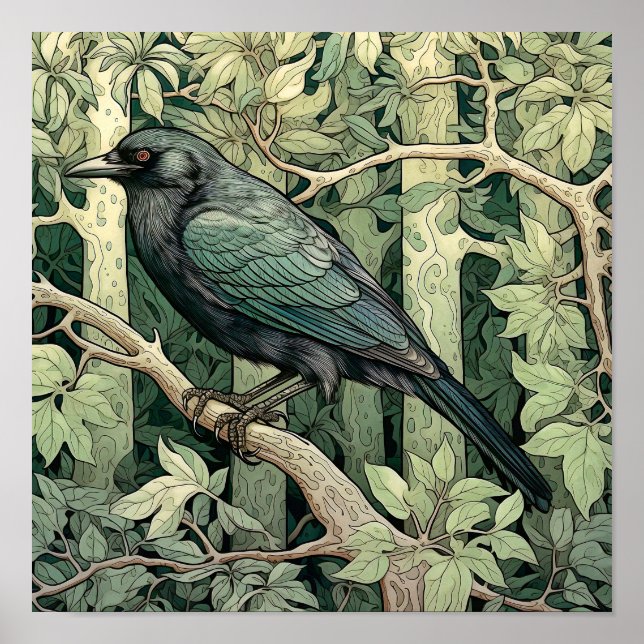 Raven Art Print, Black Bird, Animal Art Poster (Framsidan)