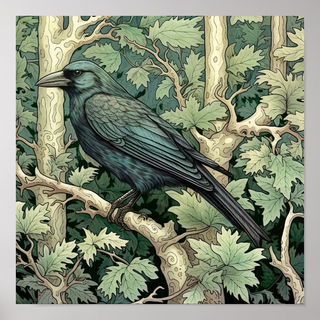 Raven Art Print, Black Bird, Animal Art Poster (Framsidan)