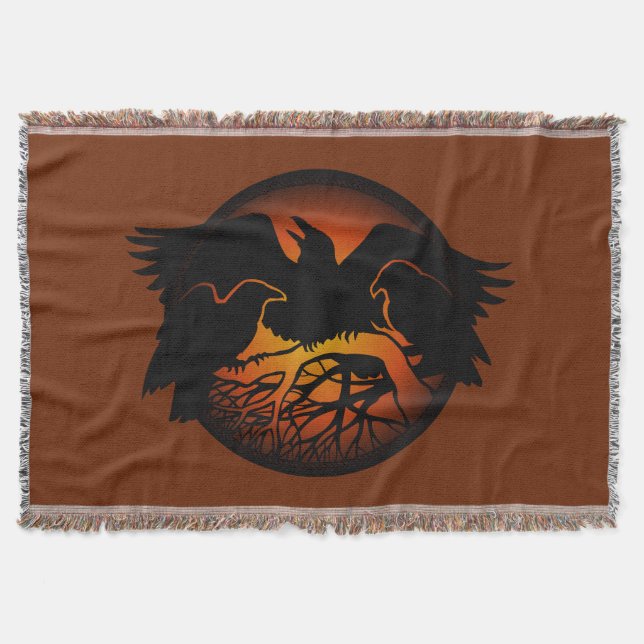 Raven Bird Blanket Spirit Animals Throw Blankets Filt (Framsidan)