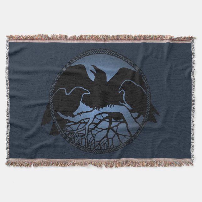 Raven Bird Blanket Spirit Animals Throw Blankets Mysfilt (Framsidan)