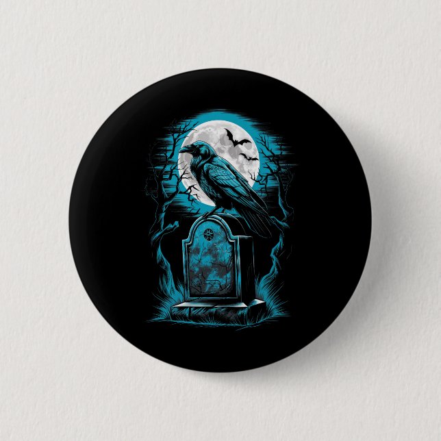 Raven Bird Gothic Spooky Graveyard Knapp (Framsida)