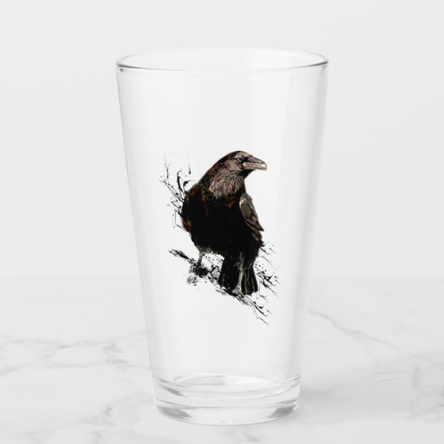 Raven Bird Graphic Art Wildlife Animal Art Glaskopp (Framsida)