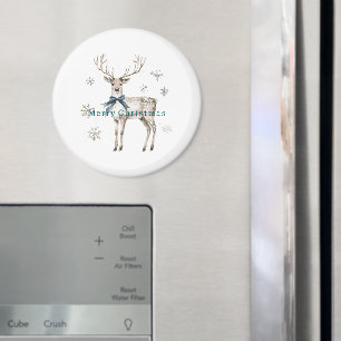 Räven Blåa Band Snöflingor Jul Magnet