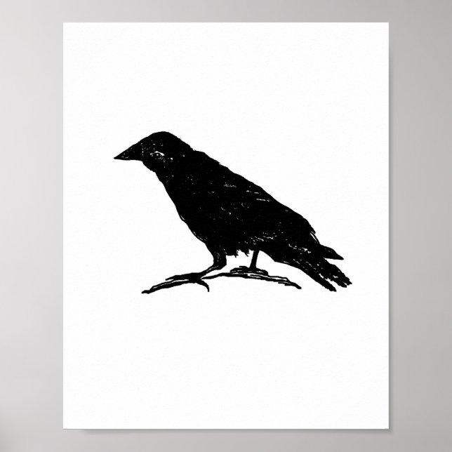 Raven Black Bird Spooky Halloween Painting Poster (Framsidan)