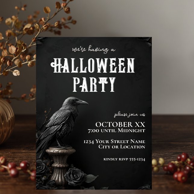 Raven & Black Rose gotisk Halloweenfest Inbjudningar (Skapare uppladdad)