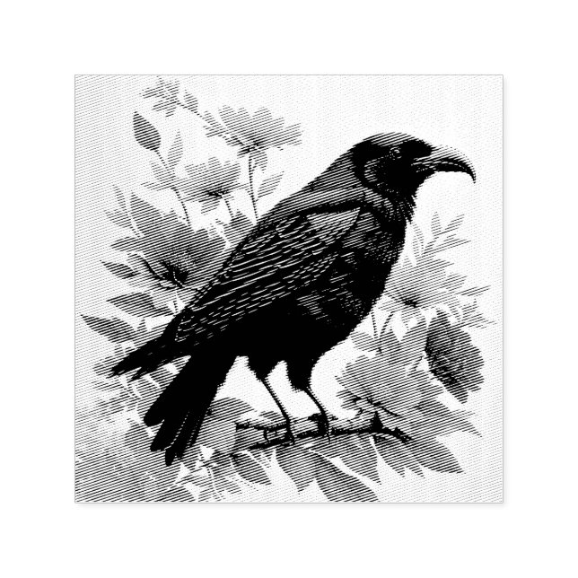 Raven Blommigt Art Självfärgande Stämpel (Design)