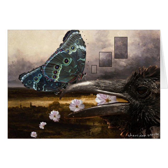 Raven & Butterfly Hälsningskort (Framsidan Horizontal)