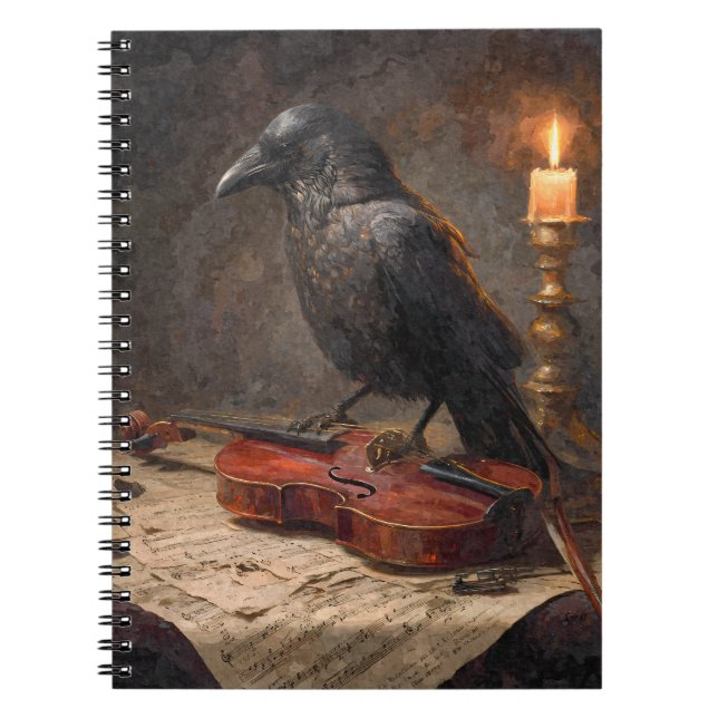 Raven Candlelit Violin Notebook Anteckningsbok (Framsidan)