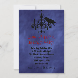 Raven & Chandelier i Lila Dimma Halloween Inbjudan