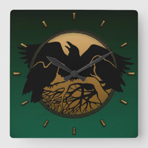 Raven Clock Native Raven Art Wall Clock Bird Gift Fyrkantig Klocka