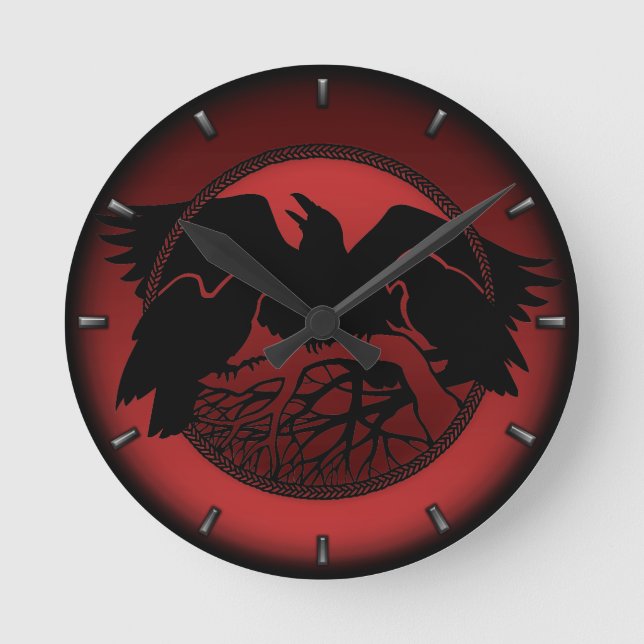 Raven Clock Native Raven Art Wall Clock Bird Gift Rund Klocka (Framsida)