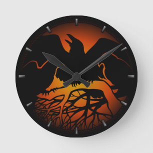 Raven Clock Native Raven Art Wall Clocks och Gips Rund Klocka