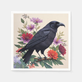 Raven Colorful Blommigt Art Pappersservett