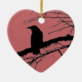 Raven Cracking Heart Julgransprydnad Keramik